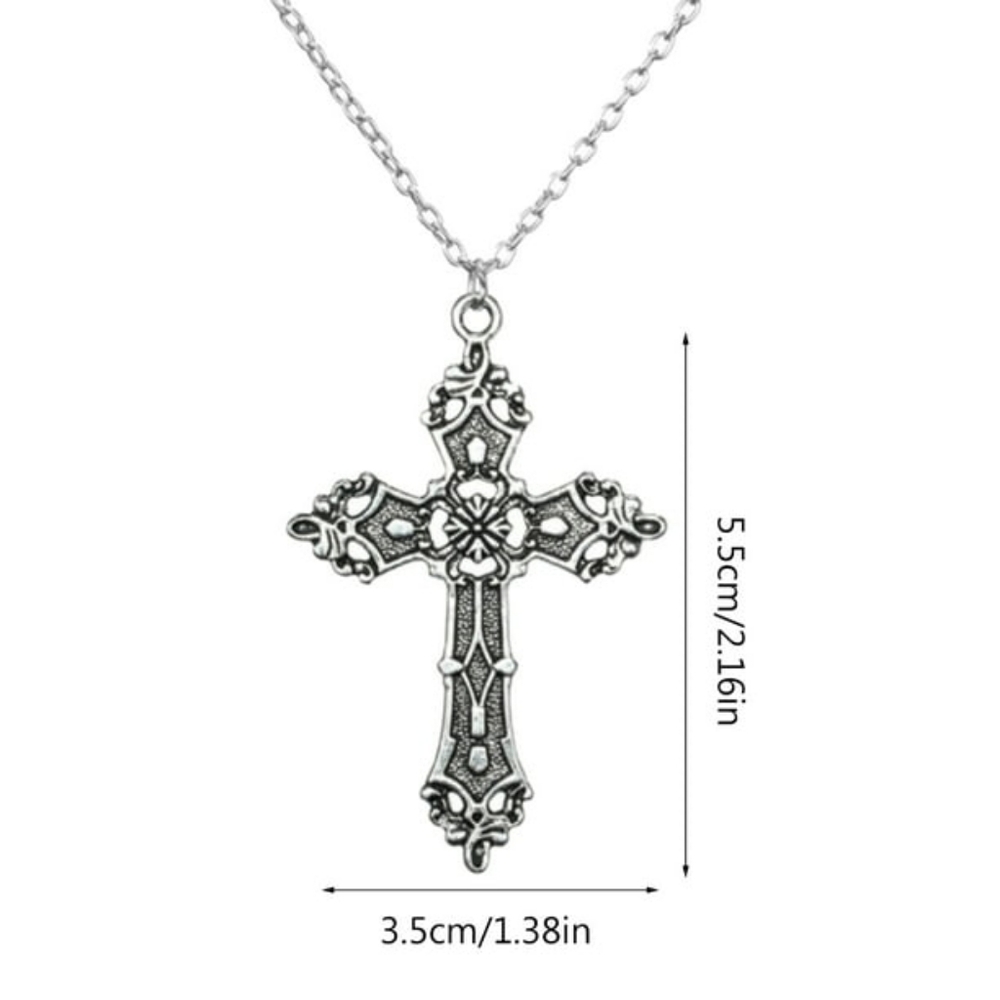 Ornate Cross Pendant Necklace Silver - Picture 2 of 4